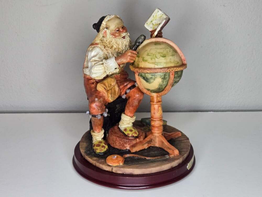 Marlo Collection Santa Figurine Globe And Book Holiday Decor